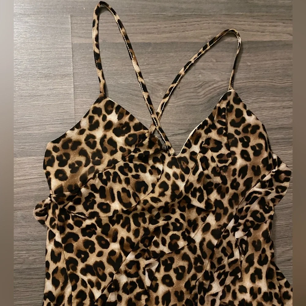Leopard Print Ruffle Dress - Picture 2 of 3